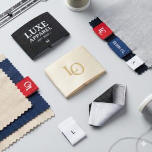 Mác dệt (Woven labels): Mác cổ, mác sườn thương hiệu.