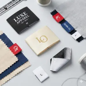 Mác dệt (Woven labels): Mác cổ, mác sườn thương hiệu.