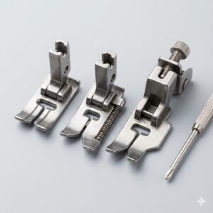 Chân vịt (Presser feet): Chân vịt tra khóa, chân vịt mí, chân vịt nhún.